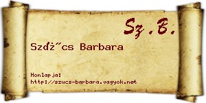 Szűcs Barbara névjegykártya
