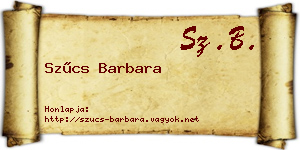 Szűcs Barbara névjegykártya